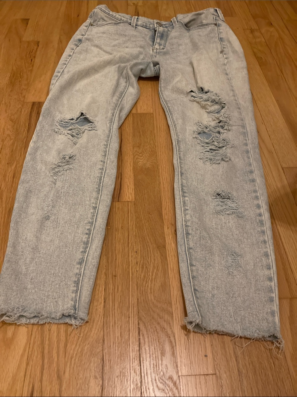 Mudd Women's Skinny Ripped Light Gray-Blue Jeans